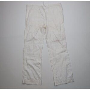 Vtg 90s Streetwear Mens Medium Distressed Sheer Linen Wide Leg Harem Pants White